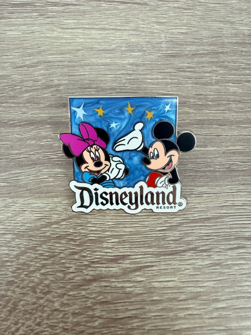 Disneyland Resort Mickey & Minnie Enamel Pin - Blue Background